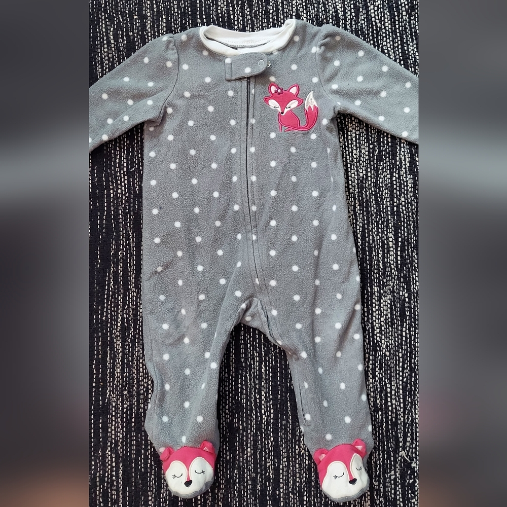 Fleece footies with fox